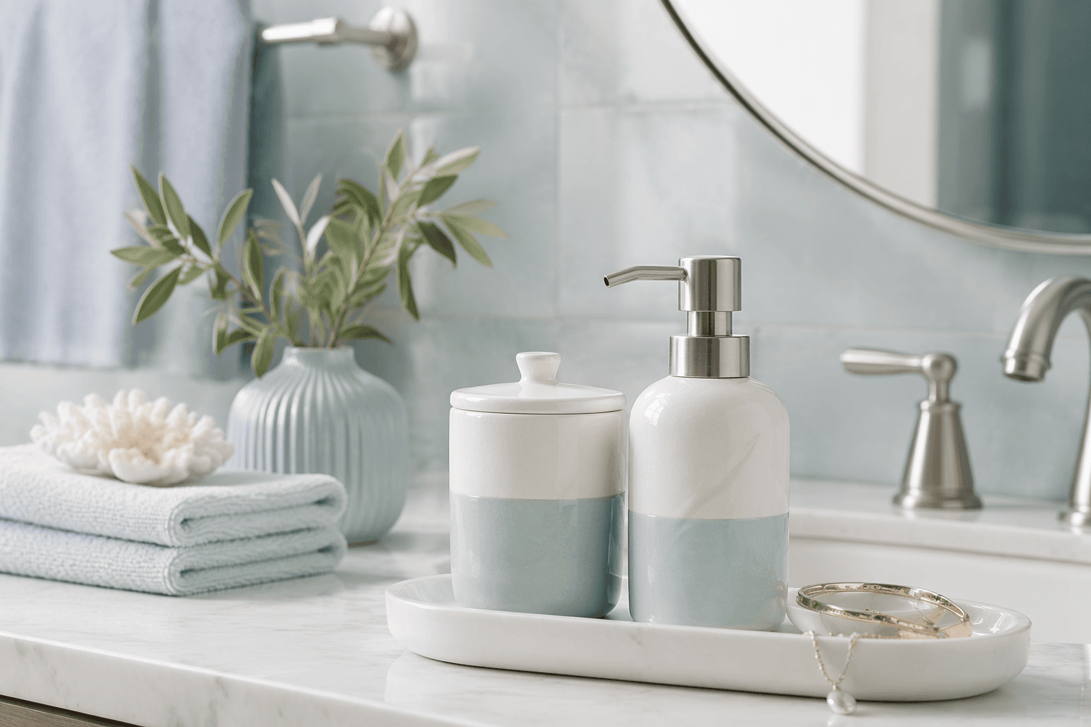 Vanity Tray Set — In the bathroom