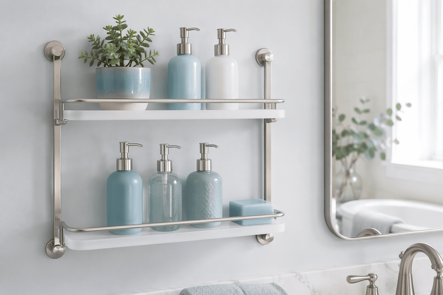Wall Shelf Duo — In the bathroom